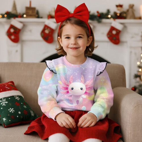 Kleinkind Mädchen Sweatshirt mit Rüschen an den Schultern, langärmelig, rosa 2
