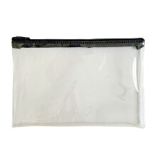 Clear Zipper Pouch for Exams, Office, Cosmetics, Currency & Stationery – Waterproof, Soft, Multi-Purpose (Black, 8.66x5.71")