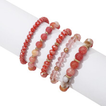 Bohemian style rice bead bracelet set contrast color stacking holiday style beaded bracelet