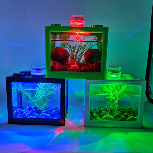 Artificial Mini Aquarium A Sensory Multi Colored LED Swimming Fish Tank with Bubbles