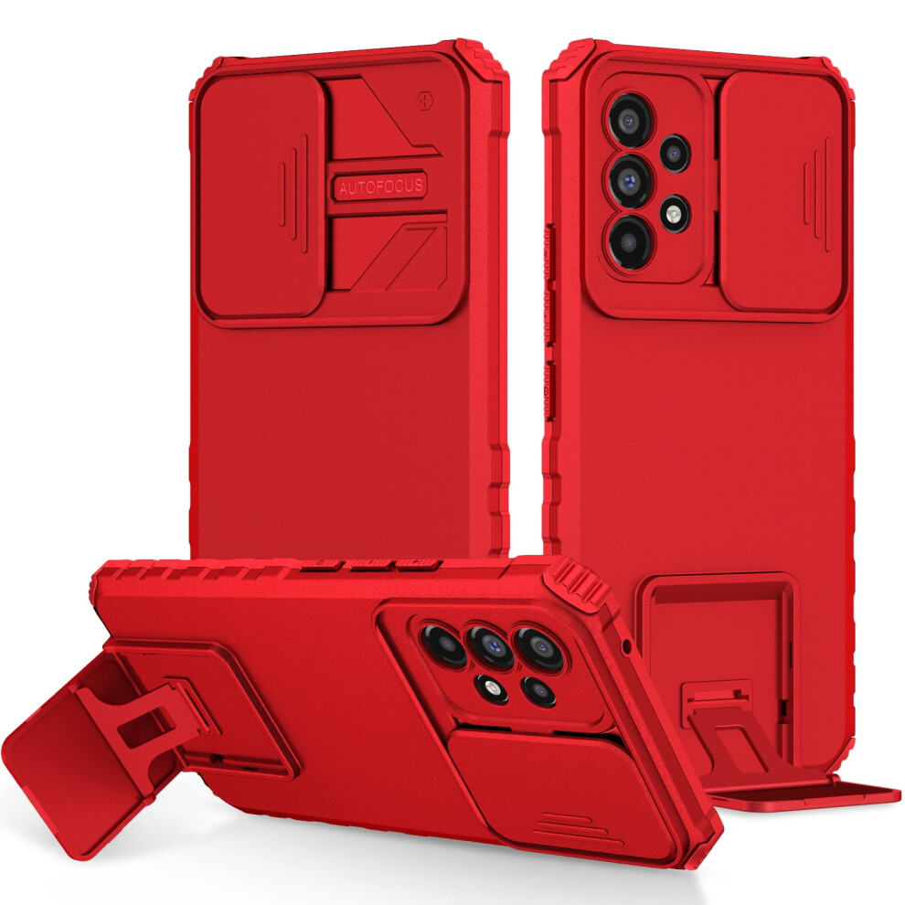 Samsung Galaxy A23 5G Case Â Slim Hybrid Rugged Case With Foldable Kickstand & Camera Cover, Red 9341593717274