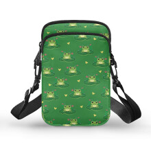 Umhängetasche mit Froschmuster und verstellbarem Schultergurt, trendiges Polyester für Reisen, Outdoor-Aktivitäten und den Alltag