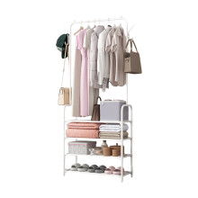 Karymi Movable Wardrobe Hanging Rack with Shelves & Hooks – Multi-Tier Shoe/Hat/Bag Organizer for Bedroom, Entryway, Living Room – Compatible with