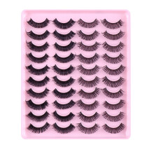Natural Cat Eye Wispy False Eyelashes, 13/14/15mm, 3D Volume, Soft Band, 20 Pairs