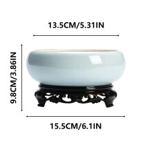 Chinese Ceramic Hydroponic Bonsai Bowl with Stand – Indoor Outdoor Planter for Water Plants in Home Office Garden()