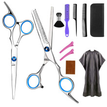 Triani Hair Cutting Scissors Kit – Stainless Steel Thinning Scissors, Comb, Cape, Clips – for Barber, Salon & Home