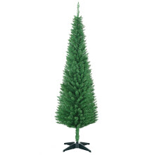 6FT Light Green Pencil Xmas Tree, 390 Tips, Plastic Stand, Indoor/Outdoor Decor – Compatible with Christmas Decor