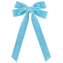 Velvet Ribbon Bows for Christmas Tree – 1 Pc Vintage Rustic Craft Bow, 7.09" Blue, for Garland, Wreath, Gift Wrapping, DIY Decor