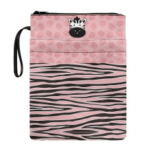 Bogomslag med lynlåslukning, 300D polyester, lyserød zebra