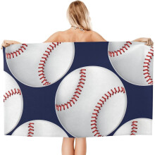 Extra grote honkbal strandhanddoek 32x62 inch, sneldrogende microvezel, zachte lichtgewicht zwembadhanddoek voor volwassenen/kinderen, voor op