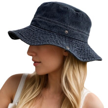Dameszonnehoed met brede rand – Lichtgewicht, ademend, casual denimstijl, unisex, comfortabel voor strand en buitengebruik