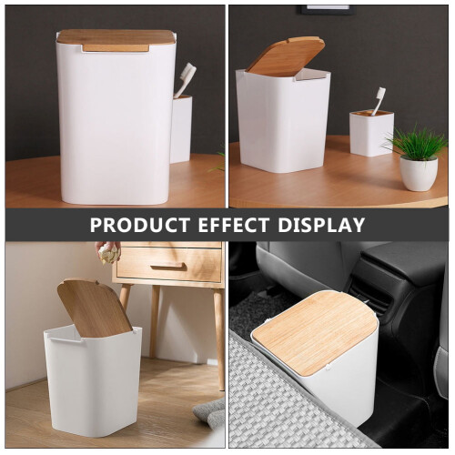 1Pc Press Type Household Trash Can Plastic White Garbage Bin with Cover 1
