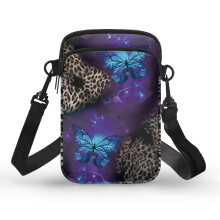 Dwuwarstwowa, regulowana torba na ramię, poliestrowa torba na ramię dla kobiet, niebieski motyl, panterka