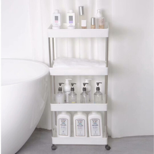 Slim 4-Tier Mobile Shelving Unit White 2