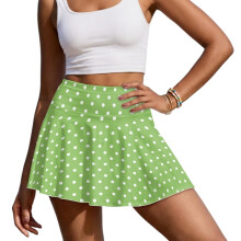 Green Polka Dots Women's Athletic Skorts with Pockets Size 2XL Stylish Women's Active Performance Skort Relaxed Daily Wear for Running Casual