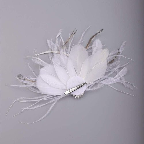 Bridal1920s Flapper Feather Clipper Pin Crystal White Feather Roaring20s Headpiece Χορός Πάρτι Φεστιβάλ Κοσμήματα 1