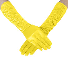 Women Solid Color Satin Pleated Vintage Wedding Multicolor Gloves Satin Party Gloves