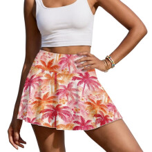 Palm Tree Frangipani Tennis & Golf Skorts, Size 2XL, with Pockets – Relaxed Activewear for Pickleball, Running, Workout (Compatible with Golf)