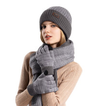 Men Women Winter Hat Warmer Scarf Touchscreen Gloves Set Warmer Neck Thick Knit Hat Set