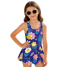 Cute Floral Butterfly Girls Skirted One Piece Swimsuit Size 3-4 Modest Bathing Suit Swimwear with Skirt Swim Dress Summer Vacation