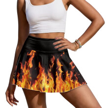 Yellow Flame Golf Skorts with Pockets Casual Versatile Tennis Golf Skirts for Women with Shorts Underneath Stretchy Outing Wear for Workout Sports