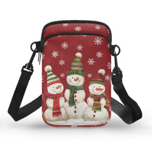 Verstellbare Umhängetasche für Damen, Polyester-Umhängetasche für Erwachsene, Weihnachtsmuster mit Schneemann und Schneeflocke