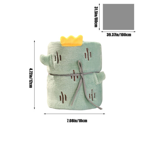 Soft Cactus Fleece Blanket Green Polyester 39.3x31.4 in 2