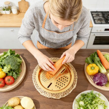 5-in-1 German Stainless Steel Basin - Multifunctional Shredding Chopping Strainer Rice Rinser for Kitchen