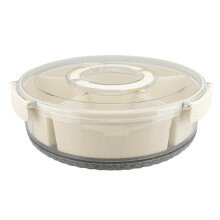 Bandeja giratoria de 6 compartimentos para alimentos – Bandeja giratoria transparente de PP/PET con tapa, ideal para frutas, frutos secos y para