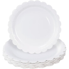 50 Pieces Light Pink Paper Plates 7 Inch Pink Scalloped Plates Disposable Dinner Plates for Wedding Baby Shower Birthday Party Dessert Plates