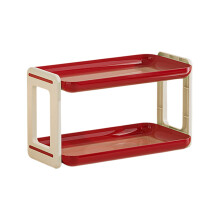 Double-Layer Desk Organizer, for Mugs Bottles Spice Rack, for Kitchen Bathroom Countertop Organizer, Red