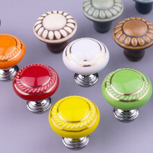 HEMOTON Toilet Flush Button Handle with Round Shape Easy to Press and Use for Home Ceramic Metal Assorted Color