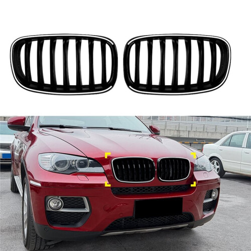 Car Front Kidney Grill Air Intake Grille with LED Light Single  Vertical Grille for  X5 E70 X6 E71 2006-2013 1