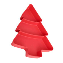 Christmas Tree Shaped 3-Grid Serving Tray, Plastic Divided Appetizer Platter for Xmas Party – Compatible with Holiday Decor