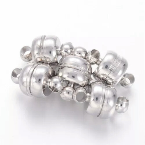 Brass Oval Magnetic Clasp 11x7mm Platinum 5 Sets