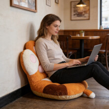 Cat Paw Cushion, Non-Slip Plush Desk Seat Cushion, Comfy High-Resilience Pad for Dorm/Office/Gaming Chair – Brown, 40x35cm