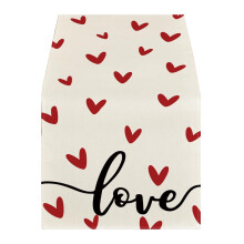 White Heart Linen Table Runner – Elegant Minimalist Decor for Valentine's Day, Weddings & Home Styling