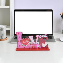 Valentine's Day Desktop Wooden DIY Crafts Valentine's Day Wooden Ornaments Table Decoration for Home Bedroom