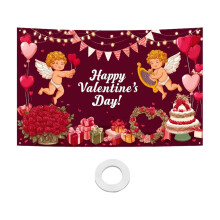 Large Colorful Valentine Tapestry – Festive Wall Hanging for Bedroom, Living Room & Holiday Decor – Cozy, Cheerful Atmosphere