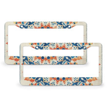 2-Pack Colorful Mandala License Plate Frames – Blue & Orange, Geometric Floral, Vintage Metal, 2-Hole, Compatible with US & CA