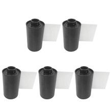 Pakke med 5 tomme filmkassetter. Filmbeholdere for 35 mm/135 mm fotografering. Rask lasting og sikker forsegling for reiser.