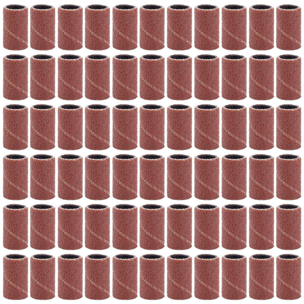 Red 100Pcs Cylindrical Grinding Heads Abrasive Sleeves Sanding Bands For Nail Drill Manicure Tools