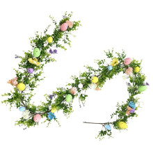 Ghirlanda di uova di Pasqua 1,8 m, decorazione artificiale con verde.