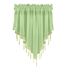 Solid Color Lace Curtain 51x24 Inch, Sheer Drapery for Bedroom/Living Room/Kitchen – Elegant Short Curtain with Scallops & Ruffles, Easy Hang