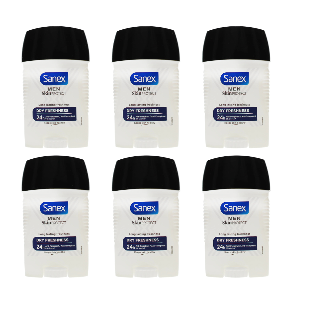 Sanex 6 X 50Ml Men Skin Protect Dry Freshness Deodorant Stick