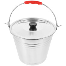 pail with lid and carry handle Stainless Steel Bucket Simple Appearance General Users 1Set