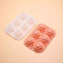 Rose Ice Cube Mold, Silicone Ice Mold Fun Shapes, 6 Rose Ice Balls for Chilling Whiskey Cocktails Drinks, Pink