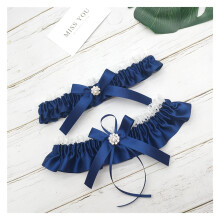 Satin Rhinestone Bow Garter Set. For Women (Wedding, Prom).