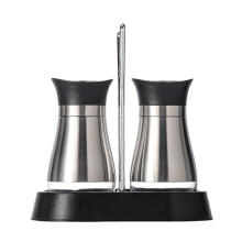 Stainless Steel Seasoning Bottle Set with Glass Inner Layer, Refillable Spice Shakers, Clear Labels, Compact Salt & Pepper Dispensers