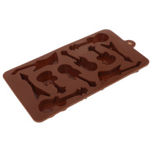 10 -Cavity Chocolate Molds Bass Guitar Baking Cupcake Liners Coffee
